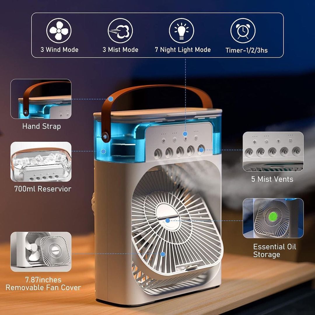 Portable AC Mini Cooler Fan With Free Airpods ❄️ Fire Bass