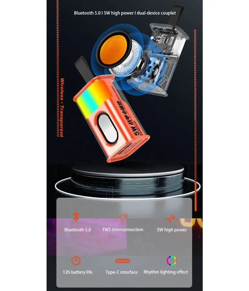 Armour Transparent 5 W Bluetooth Speaker Bluetooth Fire Bass